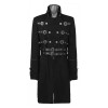 Men Black Double Breasted Coat Belted Buckle Coat Gothic Fashion Trench Coat